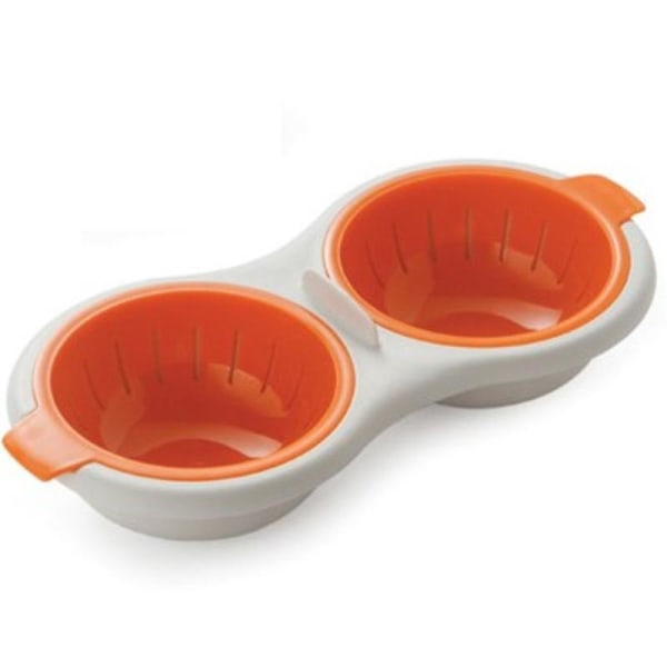 Mikrovågsugnsäggkokare - Dubbelkoppig Livsmedelsklassad Äggkokare för Frukost i Mikrovågsugnar (Orange)