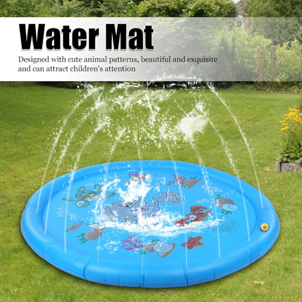 168cm pyöreä delfiinikuvioinen puhallettava vesisuihkualusta lapsille, sprinkleri puutarhaan ja rannalle