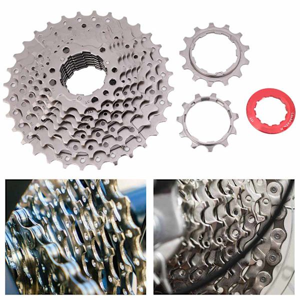 9 Speed ​​11-32T sammenleggbar sykkel stålkassett Freewheel sykkeltilbehør