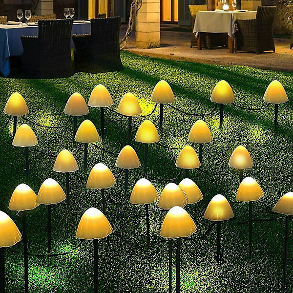Vandtæt Udendørs Solcellelampe, Solar LED Udendørs Havelampe, Svampe Fairy Lysstreng, 3,8m 12 Lys