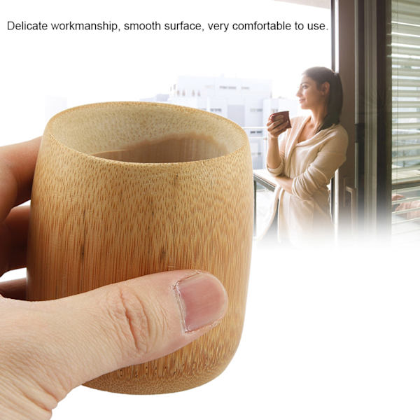 Luonnollinen puhdas bambu-teekuppi, käsintehdyt maalittomat, ympäristöystävälliset vesikupit (Round Mouth M)