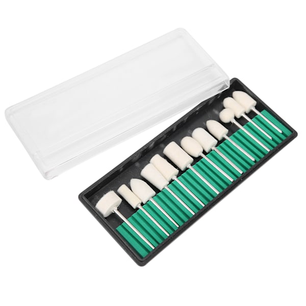 12 st Ullfilt Nagelslipning Polerhuvud Portabelt Nagelborrset Set