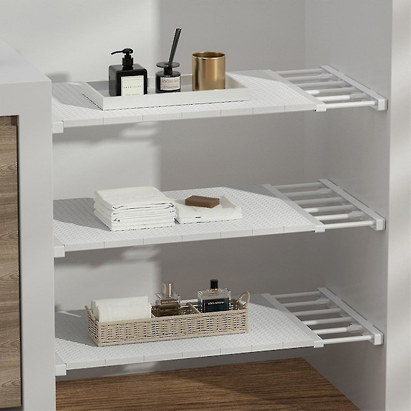 Utvidbar DIY Garderobeskiller Separator - Skapspenningshylle 30-40cm HVIT