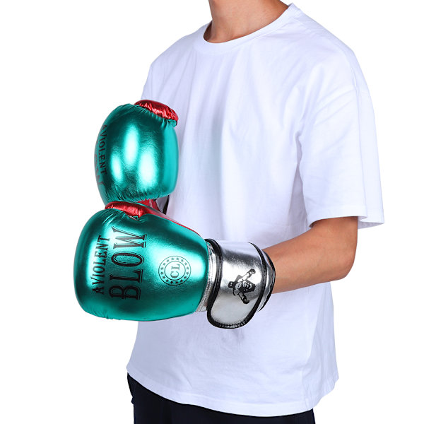 1 par unisex PU boxningshandskar Sanda Punching Sparring Sandsäck Träningsvantar Gröna