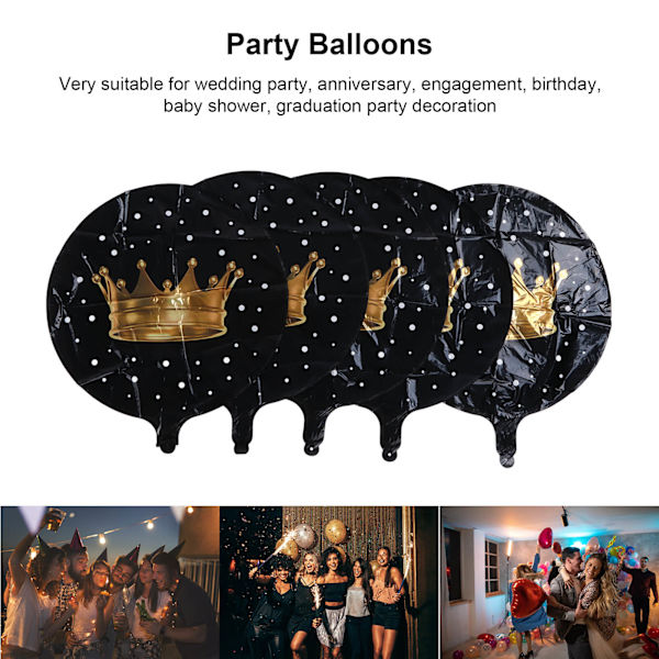 5 st svart guld ballonger säkra giftfri söt stil festdekoration för flickor pojkar