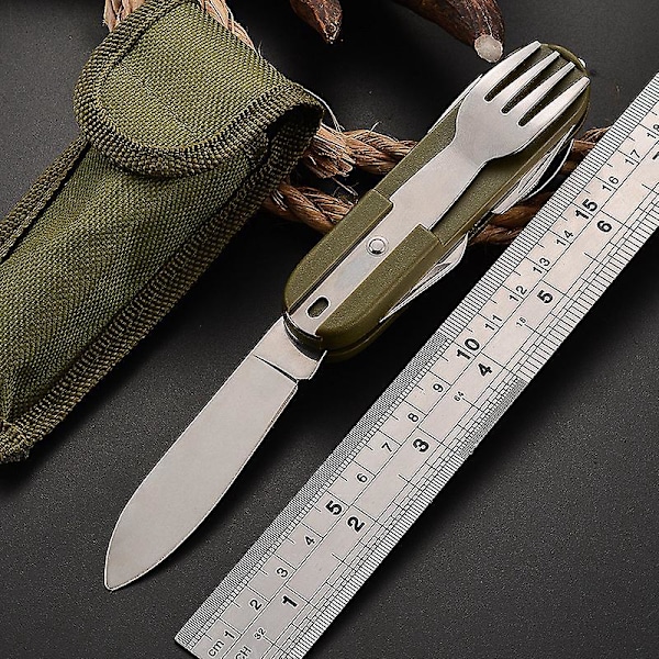 7-in-1 Stainless Steel Folding Tableware for Outdoor Camping