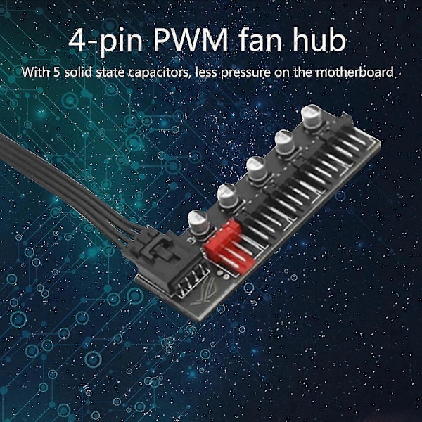 5 Portin PC Tuuletin Hub Jakaja Nopeudensäädin Adapteri 4-nastaiselle PWM Jäähdyttimen Tuulettimelle Tietokoneen Kaapelin Liitin