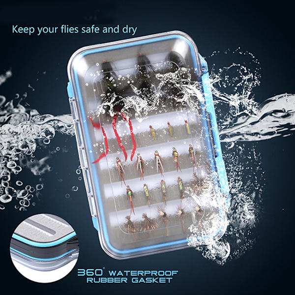 ABS Vandtæt Dual Layer Fluefiskeri Box Fluer Case Lure Simulering Fish Bait Opbevaring