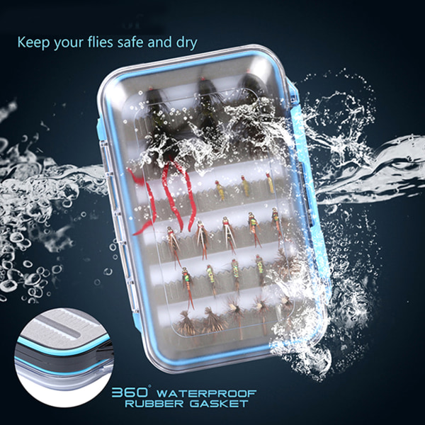 ABS Vanntett Dual Layer Fluefiske Box Fluer Case Lure Simulering Fish Agn Oppbevaring