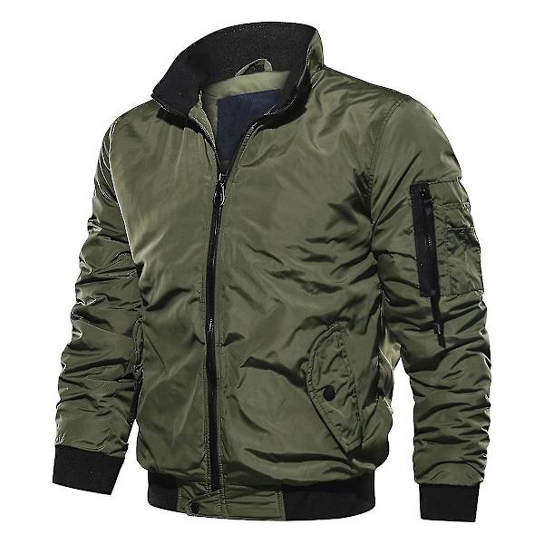 Grön Solid Bomberjacka för Herrar i Casual Stil