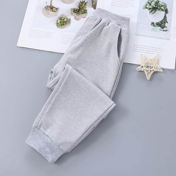 Børne-sweatpants Elastisk talje Løs pasform Unisex Afslappede lange bukser med sidelommer Grå 80