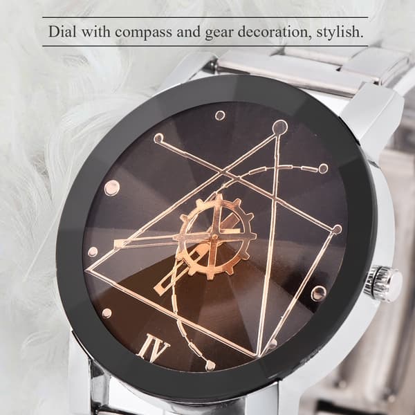 Analog Rund Kvarts Legering Rem Elsker Ur Par Armbåndsur (Mandlig Sort Urskive)