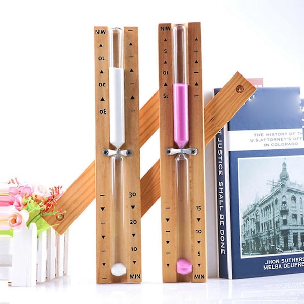 Bastu Timglas Väggmonterad - Roterande Trätimglas Klocka Timer 15 min Rosa