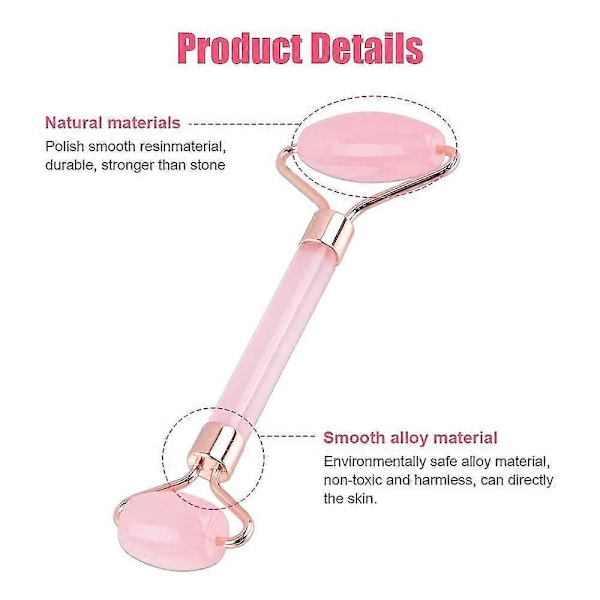 Lämplig Naturlig Ros Resin Roller Gua Sha Set Guasha Skrapa Ansiktsroller Massager Ansiktslyftande Slimmande