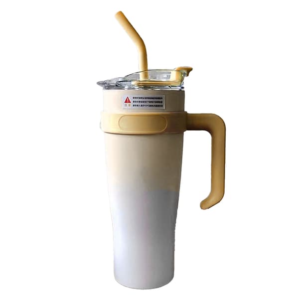 Bil Isolert Kopp Rustfritt Stål 1250ML med Sugerør Isolerte Tumblere for Utendørs Reise Gradient Gul