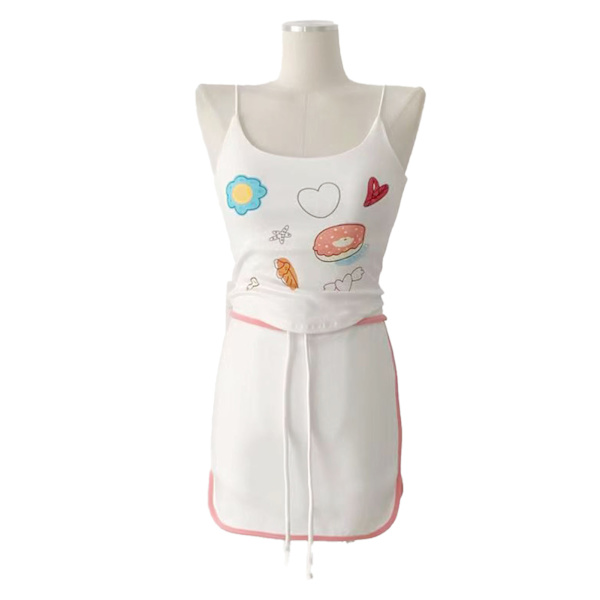 Kvinners Spaghetti Stropp Tank Top med Brystplate Søt Trykkmønster Myk Komfortabel Slim Fit Tynn Stropp Tank Top for Jenter Hvit Gratis Størrelse