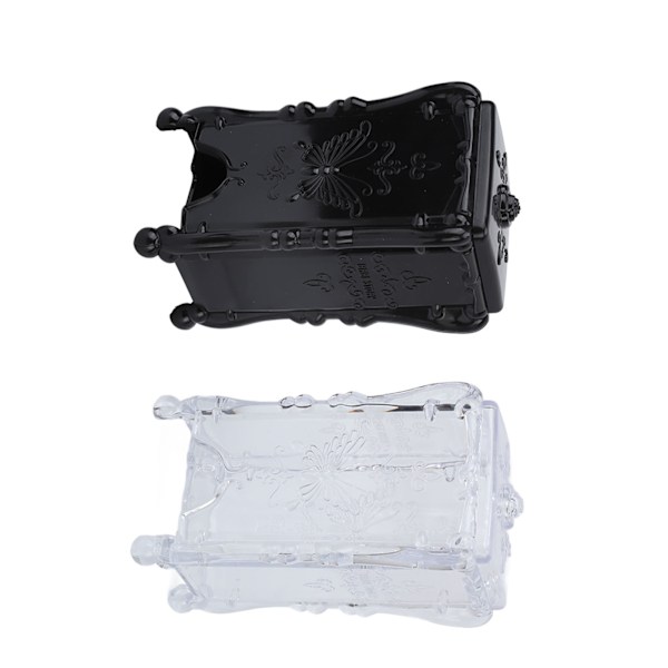 2 STK Bomuldspude Opbevaringsboks 3D Butterfly Rose Mønster ABS Transparent Sort Make Up Pad Holder med låg