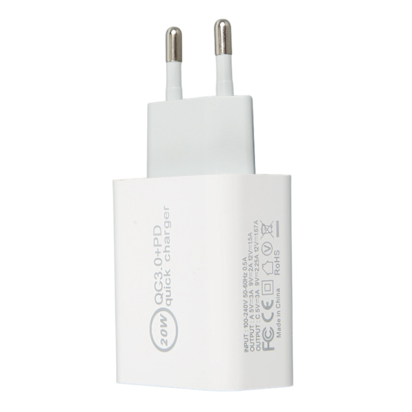 20W QC3.0 PD Nopea Laturi Kaksoisportti Nopea Latausnopeus Laturi Dji Avata AC 100‑240V Valkoinen EU-pistoke 85x43x24mm