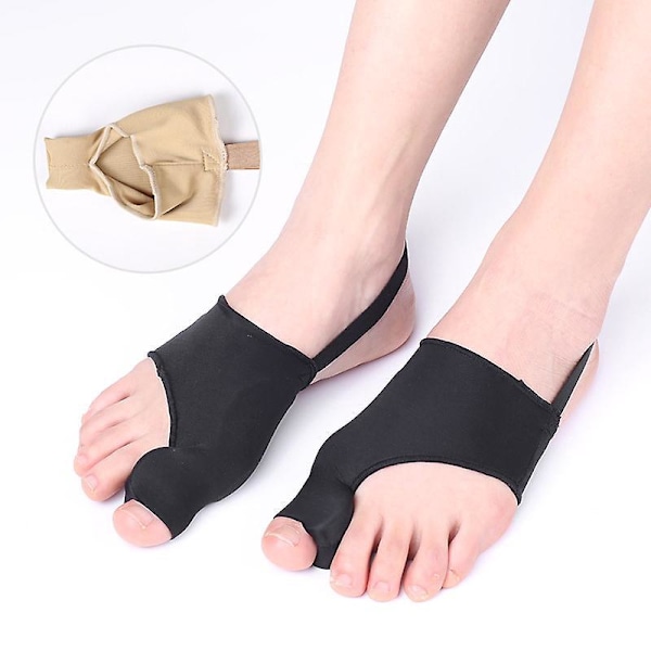 Hallux Valgus-korrigerare, stortåskydd, justerbart band, hallux valgus-dyna, smärtlindring, svart beige