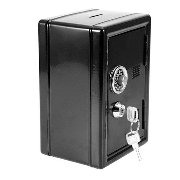 Barn som lærer leketøy Pengeboks Passord Pengemynter Sparer Safe Box Style Gave med 2 nøkler (svart)