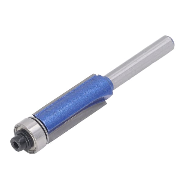 1/4in skaft top leje flush trim router bit blå sølv farve træbearbejdning trimning router bit