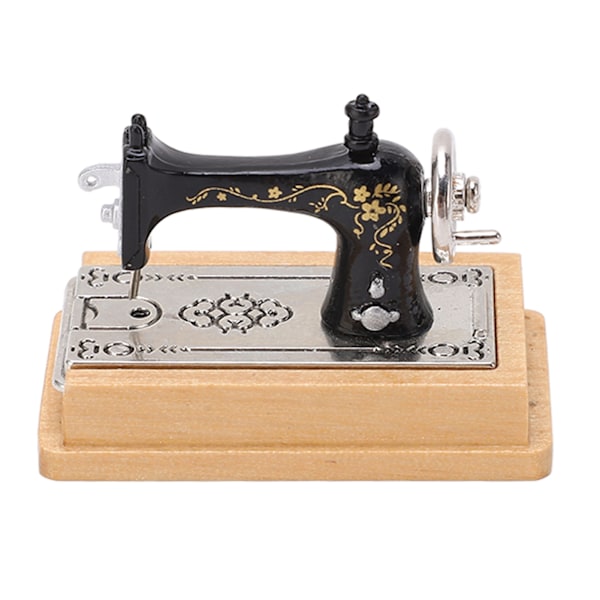 Nukkekodin miniatyyriompelukone Vintage-tyyli Elävä 1/12 Nukkekodin ompelukone Malli koristeluun Puun väri