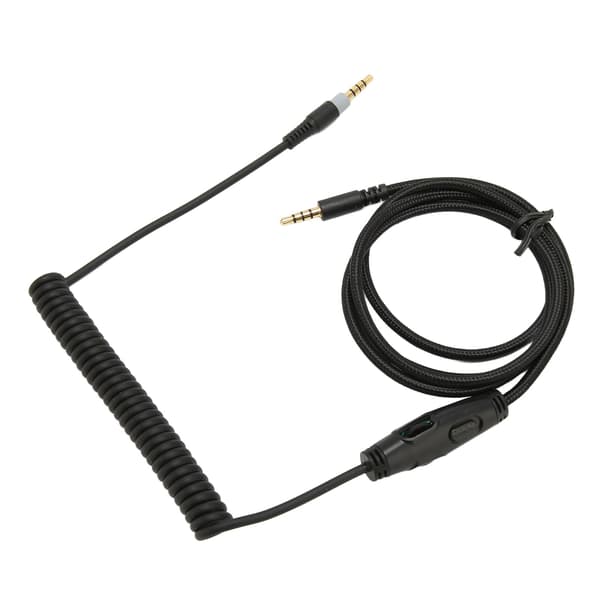 Spiralformad hörlurskabel Ersättningsheadset Ljudkabel med volymknapp för Kingston HyperX Cloud Mix Cloud Alpha