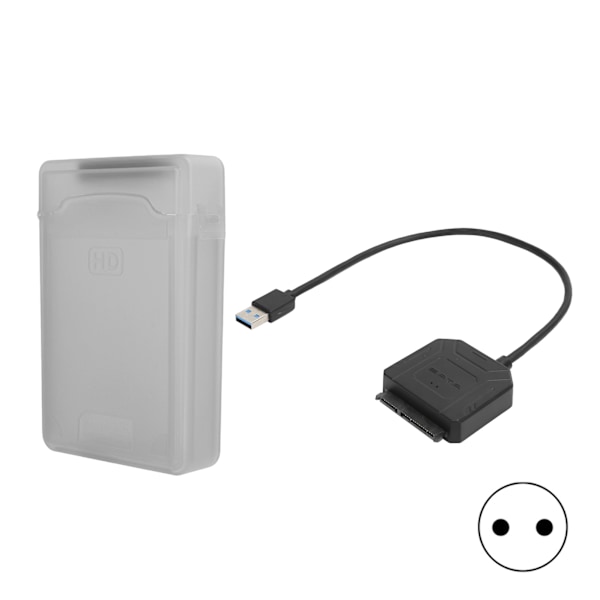 Harddiskadapterkabel HDD/SSD-omformerkabel med strømforsyning og boks EU-stik 100‑240V Grå