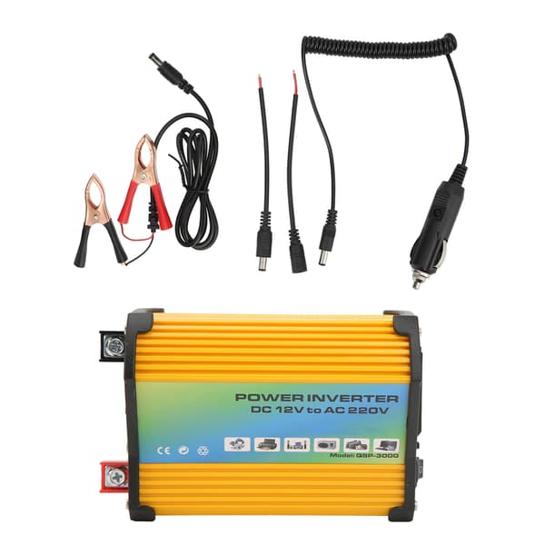 300W Modificeret Sinus Inverter ABS Dobbelt USB DC12V til AC110V Køretøjer Strøminverter til Biler Udendørs Gul