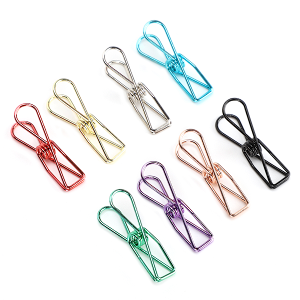 40 stk. Metal Små Clips Hule Fisk Form Farve Pose Forseglingsregning Papirholder Kontor Stationery