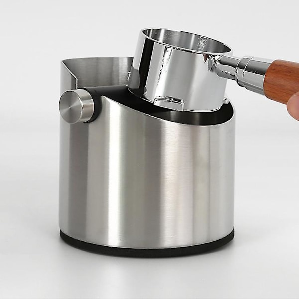 1 stk Kaffegrunnbeholder, Rustfritt Stål Espresso Kaffegrunnbeholder med Knock Bar og Sklisikker Bunn, Tilbehør til Kaffemaskiner