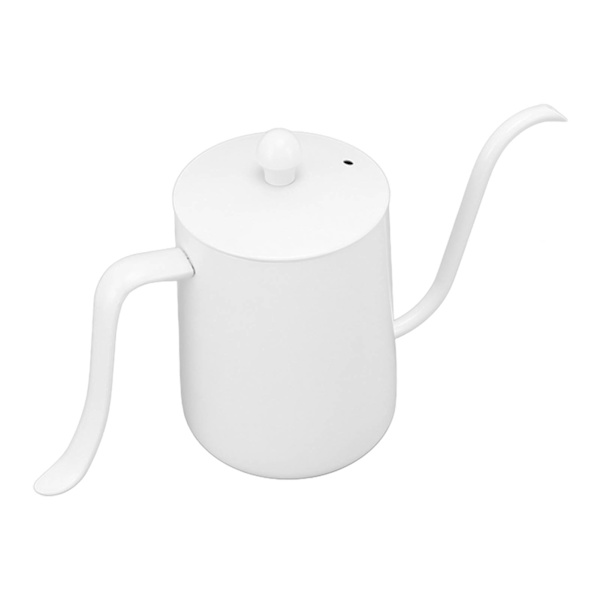 Spout kaffebryggare professionell 600 ml kapacitet rostfritt stål gåshals kaffekanna för hemresa vit