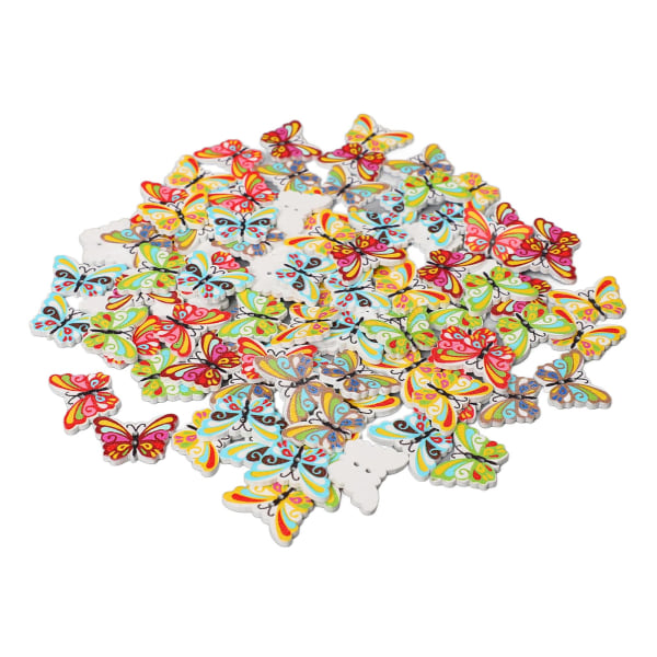 100 stk 1 tommers sommerfugl treknapper blandet trykk dekorative treknapper for sying DIY Craft Type 2 100 stk 1in