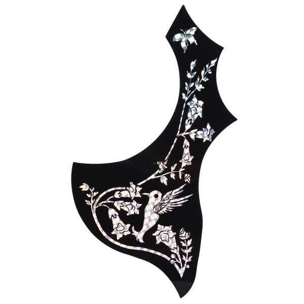 Guitar Pickguard Selvklæbende Sticker Sort Farve Blomst Fugl Beskyttelse Universal Tilbehør