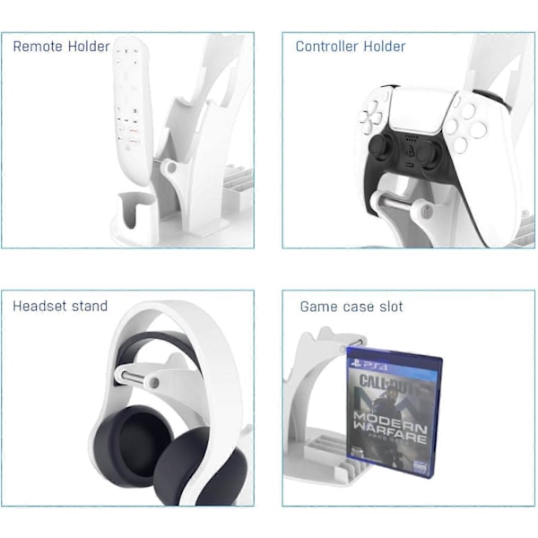 til PS5 Spilopbevaringsorganisator - Spildisk og Controller Opbevaring Øretelefonholder Universal Controller Holder Multifunktionel Holder
