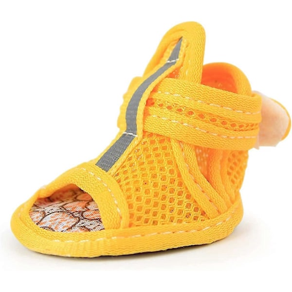 Små Hund Sommar Mesh Sandaler Valp Katt Andningsbara Tasskydd Hundskor -CHSZ STORLEK 4 Gul