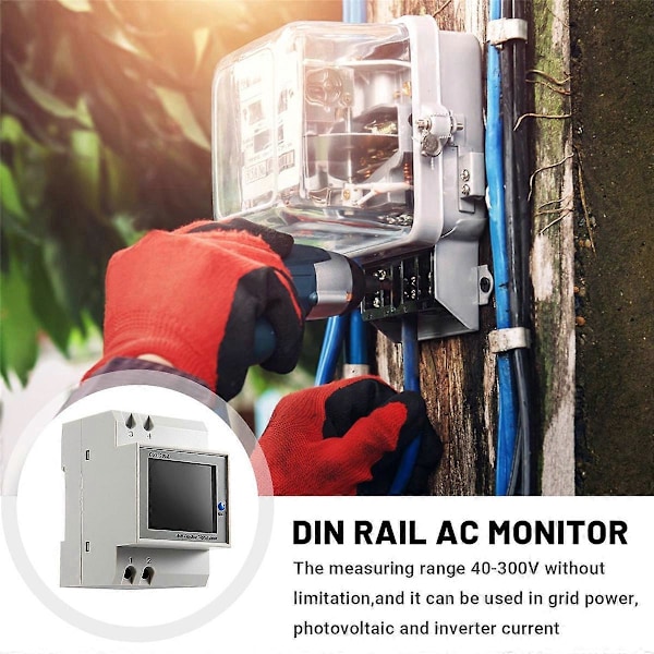 DIN-skena AC-övervakare 6IN1 40-300V 100A Spänning Ström Effektfaktor