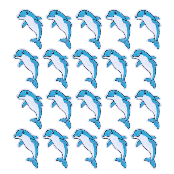 20 stk håndlagde delfiner mønster søm Broderi klut patcher Klær tilbehør