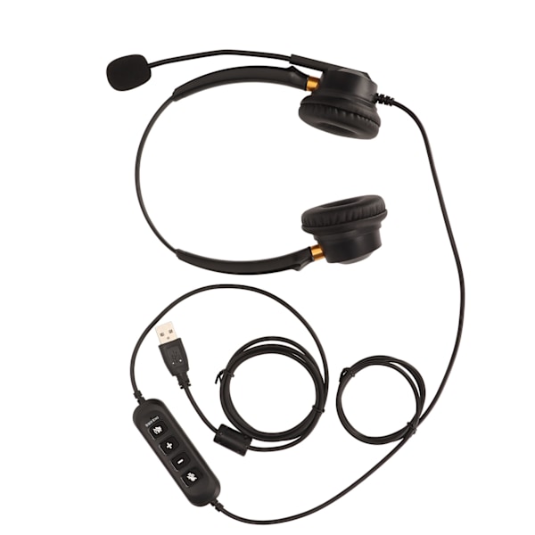 USB Business Headset ENC Støjreduktion Binaural Kablet Kontor Hovedtelefon med Højttaler Lydstyrke Justering Mikrofon Mute