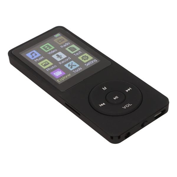 Digital musikafspiller 1,8 tommer LCD-understøttelse Lille hukommelseskort Ultratynd MP3 MP4-afspiller med tilbehør Sort