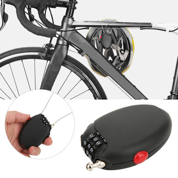 L-01 Black Mini Multi 3-numeroinen salasana teräskaapelilukko Pyörän varkaudenesto vaijerilukko