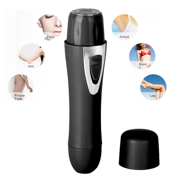 Mini elektrisk epilator for hårfjerning for ansikt, kropp, armhule, underarm og ben (svart)