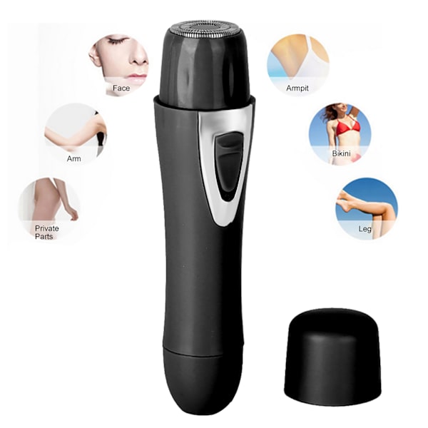 Mini elektrisk epilator til hårfjerning til ansigt, krop, armhule, underarm og ben (sort)