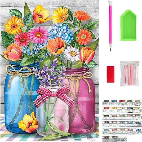 Runda 5D diamond painting för vuxna - komplett gör-det-själv- set med pärlbräda, perfekta presenter till familj och vänner - 40x30 cm