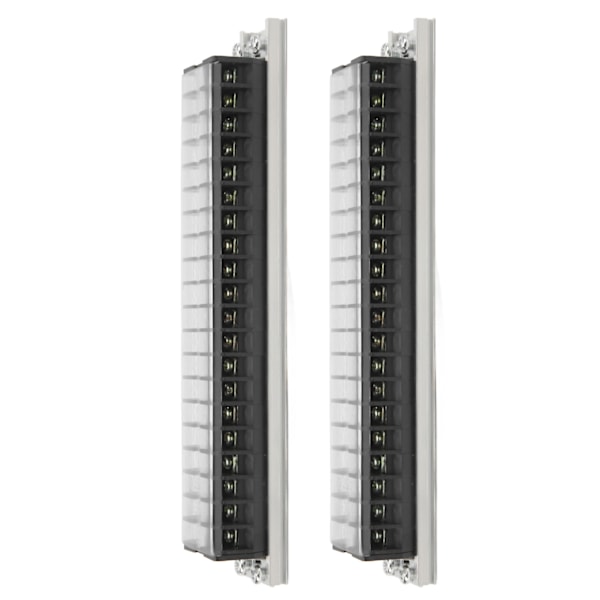 2stk Dual Row Terminal Strip 660V 15A 10 Posisjoner Terminal Barrier Strip med deksel T1520