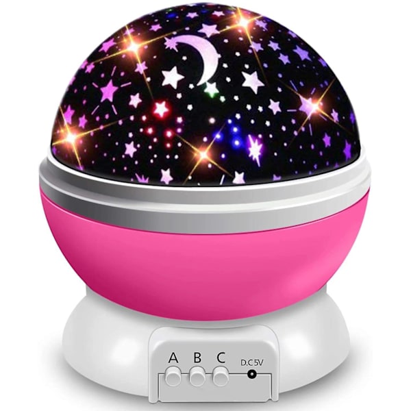 Stjerneprojektor nattlys for barn 360 graders roterende LED-lampe 8 fargemoduser Perfekt for babygaver og bursdager