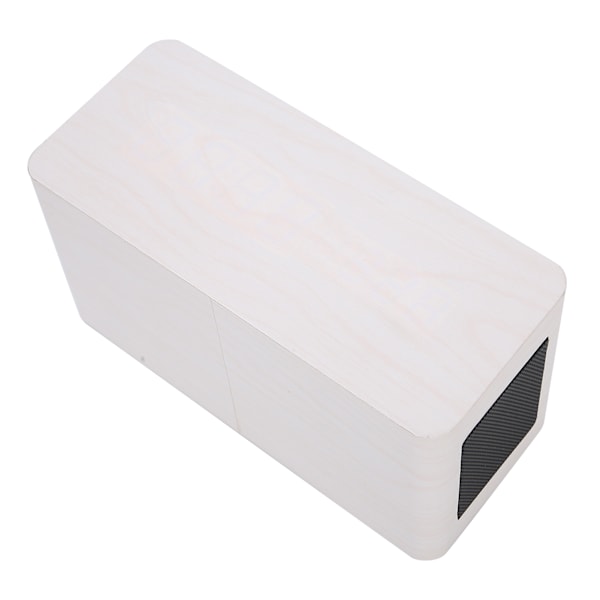 Monitoiminen puinen 2000mAh minikellokaiutin langaton Bluetooth-kello stereokaiutin valkoinen puu + sininen valo