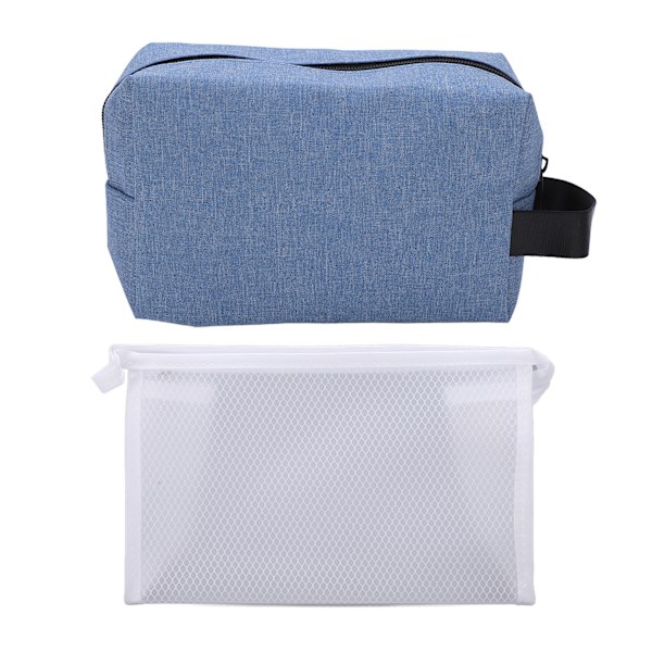 2Pcs Storage Bag Travel Cosmetic Bag Waterproof Canvas Toiletry Pouch for Make Up Skin Care ProductBlue