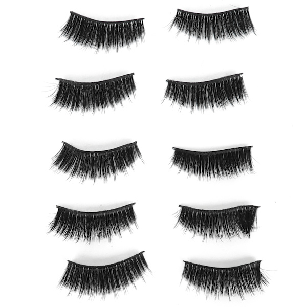 5 par tykke, tette falske vipper Tredimensjonale lange krøllede falske øyevipper Makeup Tool(D46)