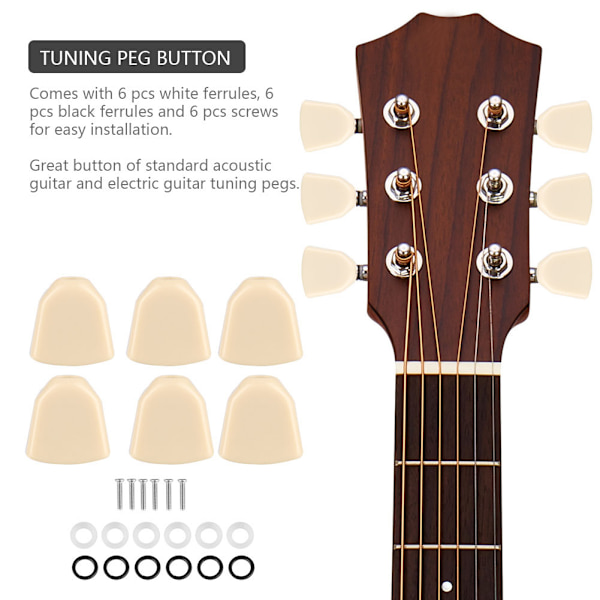6 STK/ Sett Tuning Pegs Maskinhoder Akrylknapper for gitar (beige)